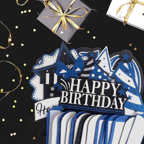 Happy 65th Birthday Party Decorations, Glitter Shiny Honeycomb Table Centerpieces 65 Years Old Birthday Party Photoprop Sign. - Blue Glitter in Saudi Arabia