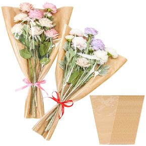 Jansun 40pcs أكياس تغليف الزهرة الأكمام الورقية كرافت الأكمام للباقات الأكياس الزهرة لتهدئة التخرج من حفلات الزفاف.