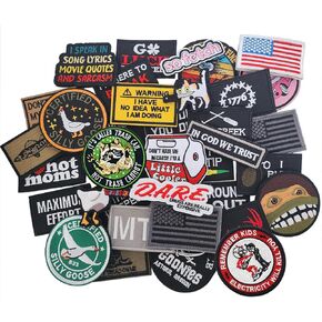 20Pcs Random Hook and Loop Tactical Morale Patches, Funny Patches with Hook and Loop, Suitable for DIY Decoration of Backpacks, Hats and Coats
