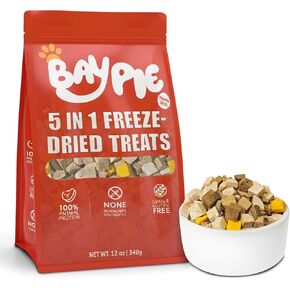 Freeze Dried Dog Cat Treats Variety Pack - Chicken, Beef, Duck, Liver & Egg Yolk | 5-in-1 Mixed Protein, Grain-Free, Single-Ingredient Bites | Resealable Pouch for Freshness, Training Rewards