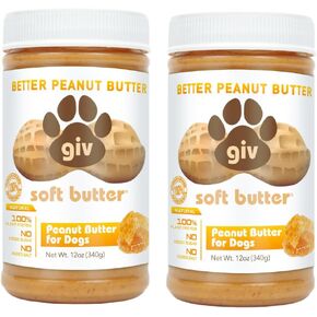 Dog Peanut Butter - All Natural Human Grade - 2 Ingredients (Peanuts & Honey) - Perfect for Pill Pockets, Lick Mat, Training Treats and Healthy Food, 2-Pack