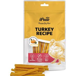 iPaw Turkey Dog Treats, All Natural Human Grade Dog Treat, Suitable for Training chew, US Sourced Raw Material, Hypoallergenic, Rawhide Alternative, Thin Stick (Sweet Potato)