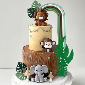 JeVenis Safari Baby Shower Cake Decoration Safari Animals Cake Decoration Wild One Cake Decoration Two Wild Cake Topper Giraffe Monkey Cake Topper