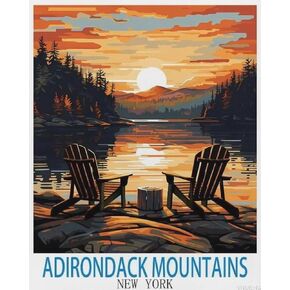 VNUIEHG Paint by Numbers, Adirondack Mountains New York, Oil Painting by Numbers Kits for Beginners(40x50cm)