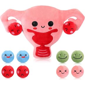 9.8 Inch Uterus Plush with 4 Emotional Ovarian Follicles for Hysterectomy or Endometriosis Surgery Recovery Gifts, Awareness Feminist, Fertility, Get Well Gifts