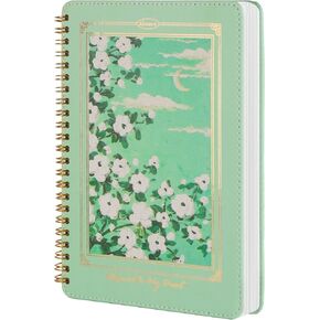Spiral Notebook for Women, Durable A5 Leather Hardcover Notebooks, 200 Lined Pages, Cute Notebooks for Perfect Supplies at School, 8.3 x 6.2 in