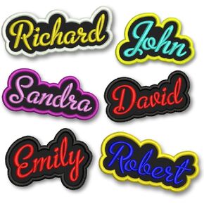 Custom Embroidered Patch Unique Form Tag Badge Iron On/Sew Black Background Choose Your Thread Colour for Font/Border Logo Dog Vest