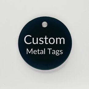 Engraved Tags | Personalized Round Metal Tags | 1 3/8 Inch Round Metal Key Tag