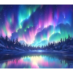 Aurora Paint by Numbers Att for البالغين ، طلاء المناظر الطبيعية Northern Lights حسب الأرقام المتقدمة على القماش ، Borealis Sky DIY Night Acrylic Painting بأرقام لهدية المبتدئين (15.7 × 19.6 بوصة)
