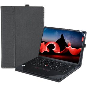 New Laptop Cover Case for 14 inch Lenovo Thinkpad X1 Carbon Gen 12 Gen13 & for ThinkPad X1 2-in-1 Gen 9,PU Leather Protective Sleeve Bag with Heat Dissipation Bracket (Dark Gray)