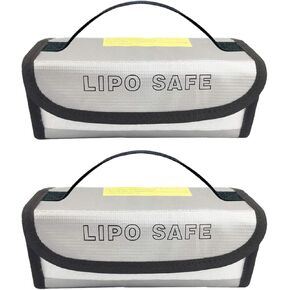 2PCS 185x60x75mm Lipo Battery Safe Bag Fireproof Explosionproof,for Lipo Battery Storage Transport and Charging, Small lipo Battery Guard Bag