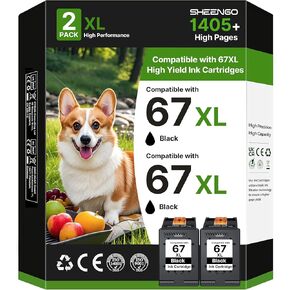 67XL Black Ink Cartridge Compatible for HP Ink 67 XL HP67XL HP67 for DeskJet 2700 2700e 2755 2755e 2855e 2742e 4100 4100e 4155e 4152 4152e 4255e Envy 6000 6400 6400e 6055e 6052e 6458e Printer 2-Black