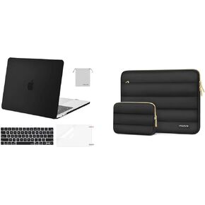 MOSISO Compatible with MacBook Pro 13 inch Case M2 2025, 2024, 2023, 2022-2016 A2338 M1 A2251 A2289 A2159 A1989 A1708 A1706, Plastic Hard Case&Keyboard Skin&Screen Film&Storage Bag&Polyester Bag,Black