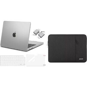 MOSISO Compatible with MacBook Air 13.6 inch Case 2022 2023 2024 Release M3 A3113 M2 A2681, Plastic Hard Shell Case&Keyboard Cover&Screen Protector&Type C Adapter&Case with Pocket, Frost&Black
