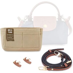Strap Set for Mini Le Pliage- Handbag Conversion Kit -Punch Free Adjustable Crossbody Strap & Buckles