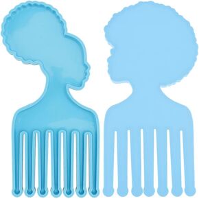 EXCEART 2 Pack Reusable Silicone Hair Comb Casting Molds 8.3x3.5 Inch for Resin Art Projects Afro Making and Styling DIY Craft Supplies