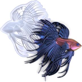 3D Betta Fish Silicone Molds,Large Animal Mold Epoxy Resin Molds DIY Resin Casting for DIY Wall Hanging Valentine Anniversary Christmas Gifts