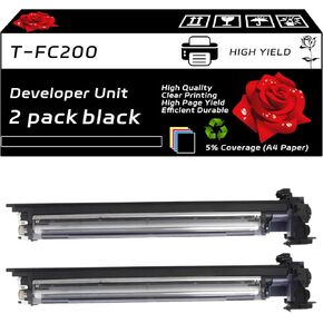 T-FC200 Developer Unit Compatible for Toshiba E Studio 2000AC 2500AC Printers, with Chip, High Yield 80000 Pages, Clear Printing (1 Pack Yellow)