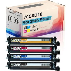 70C0D10 Developer Unit Compatible for Lexmark CS410n CS417dn CS510de CS510dte CS517de CX517de Printers, High Yield 40000 Pages, Print More Pages (4 Pack Black)