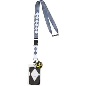 Power Rangers Black Ranger ID Lanyard Badge Holder w Character Card and Mighty Mastodon Emblem Rubber Pendant
