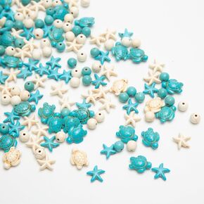 218Pcs Turtle Beads Sea Turquoise Beach Ocean Animal Craft Blue White Starfish Summer Beads for Jewelry Making DIY Bracelets Necklace Supplies