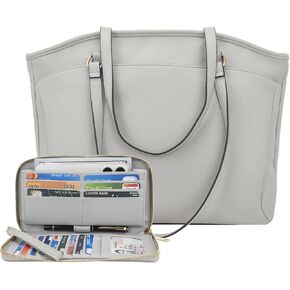 YZAOLL 15.6 Inch Laptop Tote Bag for Women,Lightweight Water-resistant Vegan Leather with Padded Sleeve Multi-Pocket Work Bag