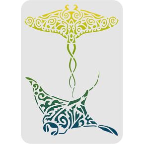 FINGERINSPIRE Manta Painting Stencil Manta Ray Stencil Template11.7x8.3 inch Reusable Sea Animal Cratures Stencil Template Ocean Theme Stencil for Painting on Wood, Floor, Furniture, Paper and Fabric