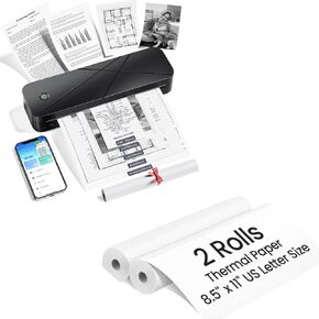 Portable Printer+2 Rolls US Letter Thermal Paper-8.5" x 11"