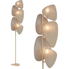 WOXXX Modern Boho Corner Floor Lamp with 5 Weave Shades - Tall Reading Lamp for Living Room, Bedroom, Office (Beige)