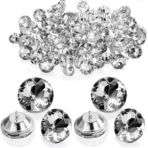 150 Pieces Rhinestone Crystal Buttons, 25MM Clear Glass Button with Metal Loop, Upholstery Buttons for Clothing, Tufting, Headboard, Sofa Sewing, Crafts, DIY, Decor