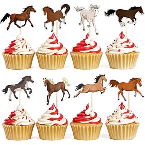 40 Pack Horse Cupcake Toppers Horse Shaped Birthday Party Decorations Equestrian Cake Decorations Cake Decoration Supplies for Horse Racing Party Wedding Birthday Party Supplies