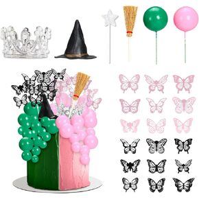 24 PCS Cupcake Cupcake Topcake Wicked Party Party Cake Decorations Witch Hat و Crown Cupcake Toppers مع عصا النجوم لعيد القديسين ، عيد الميلاد ، الأميرة ، لوازم الحفلات ذات الطابع الساحر