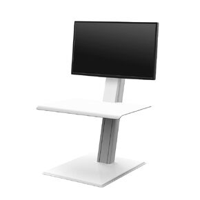 Quickstand Eco Single Monitor Stand, White Adjustable Monitor Stand with 18.6" Range, Stable and Self-Locking Computer Monitor Riser, Ergonomic Monitor Arm for Workstation