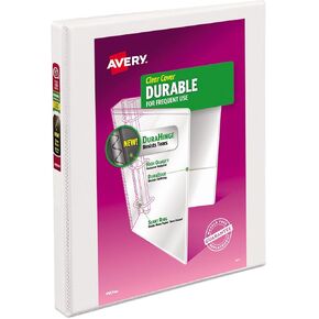 Durable View Binder with DuraHinge and Slant Rings, 3 Rings, 0.5" Capacity, 11 x 8.5, White