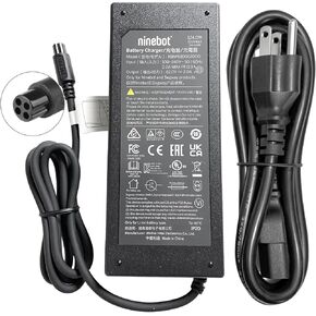 4 Prong Scooter Charger for Segway Ninebot S/S-MAX/S2/Mini PRO/Mini lite, Compatible with Ninebot Gokart,63V 4-pin Power Cord Adapter Original Replacement Accessories (124W 4-pin Quick Charger)