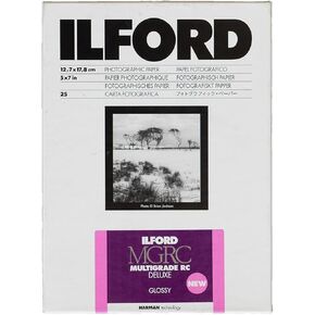 Ilford Multigrade V RC Deluxe Glossy Surface Black & White Photo Paper, 190gsm, 5x7, 100 Sheets