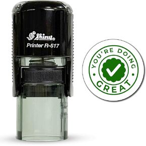 Shiny You're Doing Great Teacher Stamp, Round Self Inking Stamp for Classroom, Red Ink