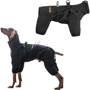 Dog Raincoat with Harness for Medium and Large Dogs, Adjustable Waterproof Dog Rain Jacket,Reflective Rainproof Puppy 4 Legs Raincoat-Grey,4XL