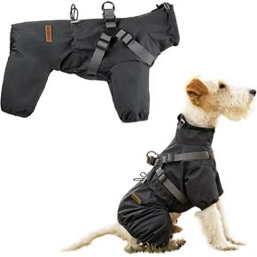 Dog Raincoat with Harness for Medium and Large Dogs, Adjustable Waterproof Dog Rain Jacket,Reflective Rainproof Puppy 4 Legs Raincoat-Grey,4XL in Saudi Arabia