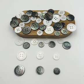 30 Pcs Natural Dark Gray Pearl Shell Buttons,Buttons for Sewing, 3 Size Set 12.5/15/20mm (Black)