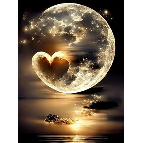 CSZPPQAF 5D Diamond Painting Kits for Adults, Beach Moon Diamond Art Kits for Adults Beginner, DIY Full Drill Diamond Dots Gem Painting for Home Decor 12x16 Inch