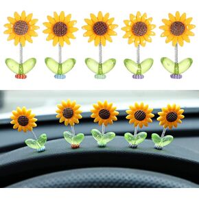 5pcs Sunflower Car Dashboard Decorations Bobblehead Sunflowers Car Ornament Cozy Hoome Cozy Home Sunflower Cars Interior Decor for Women, for Cute Girl Cars Interior Desk Ornaments Gifts in Kuwait