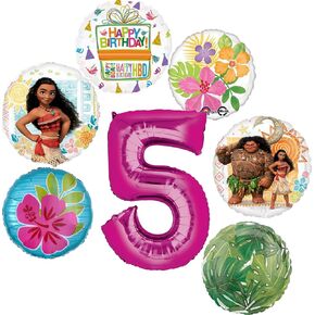 Moana 5th Birthday Party Supplies 7pc Palloon Bouquet Decorations