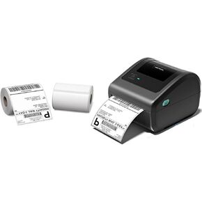 D450BT Bluetooth Shipping Label Printer and 500Pcs 4x6 Roll White Thermal Labels, Wireless Thermal Label Printer for Small Business, Thermal Printer for Shipping Labels