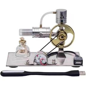 Stirling Engstirling Engine Kitmodel,Motor Stirling,Balance Hot Air Stirling Engine Model - DIY USB Power Generator with Night Light, Project & Gift for Tech Enthusiasts (6.3x3.1x4.3 Inches)