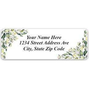 Personalized Return Address Labels Corner Leaves - Custom Mailing Labels/Stickers for Envelopes, Easy Peel and Stick, Permanent Flat Sheet Rectangle Labels (White) Made in The USA (60)