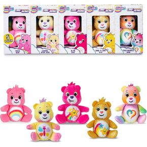 Care Bears 3" Micro Plush 5-Pack Treasure Box - Collectible Miniature Plush Figure, Suffed Animal, Toy Mini Soft Figure for Kids Ages 4+
