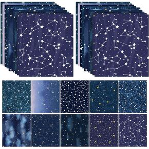 Buryeah 20 Pcs 18" x 21" Cotton Quilting Fat Quarters Fabric Bundles Fabric of The Universe Draping Kit for Quilting Sewing DIY Quilt Beginners Supplies Squares