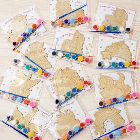 Winrayk 12 Sets Unicorn Party Favors Birthday Supplies Unicorn Craft Painting Kits for Girls, Unfinished Wood Crafts Gift Bag Card Paint Sets, Goodie Bag Stuffers Girls Birthday Party Favors Supplies
