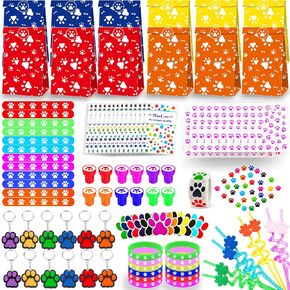 736 Pcs Paw Party Favors Supplies Decoration, Theme Paw Birthday Party Decorations Gift Bag for for Kids, 12 Guests